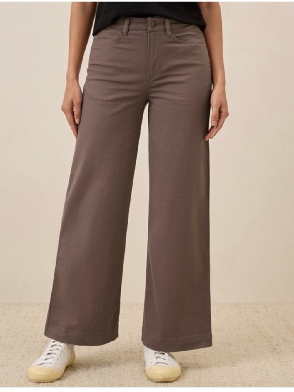 Wide Leg High-Rise Pants Pact Organic Oak M